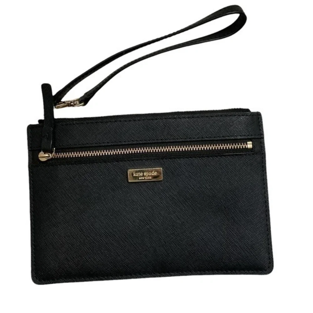 Kate spade black saffiano leather wristlet